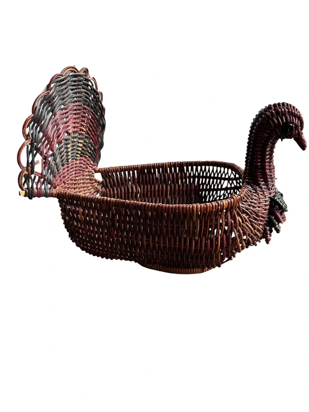 Vintage Rattan Wicker Turkey Basket